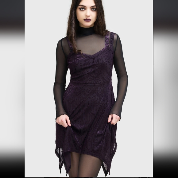Killstar Dark Purple Strapless Dress - Picture 5 of 8